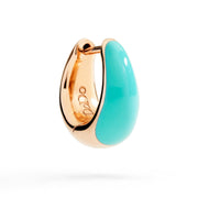 Orecchino Rondelle DoDo in argento dorato oro rosa 18K con smalto turchese, mono orecchino.